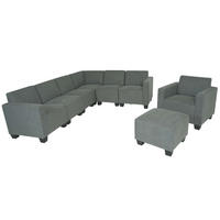 SOFA-SYSTEM LYON Grau Garnitur 6-2 - Grau, Textil (288/76/216cm) - MCW