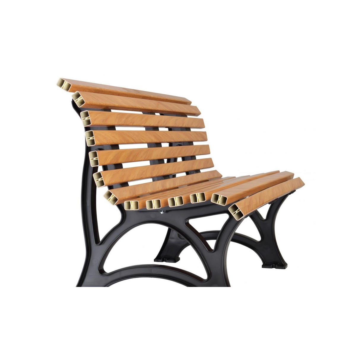 GARTENBANK Jamaika 3 Sitzer Holzoptik 80 x 150 x 64 cm Witterungskunststoff & UV Beständiger Kunststoff - Beige, Kunststoff (150/80/64cm) - PROREGAL