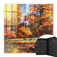 SCHLÜSSELBOX Schwarz 30x30 cm- Türöffnung nach rechts - Herbstlandschaft - Orange, Metall (30/30/5cm) - TULUP