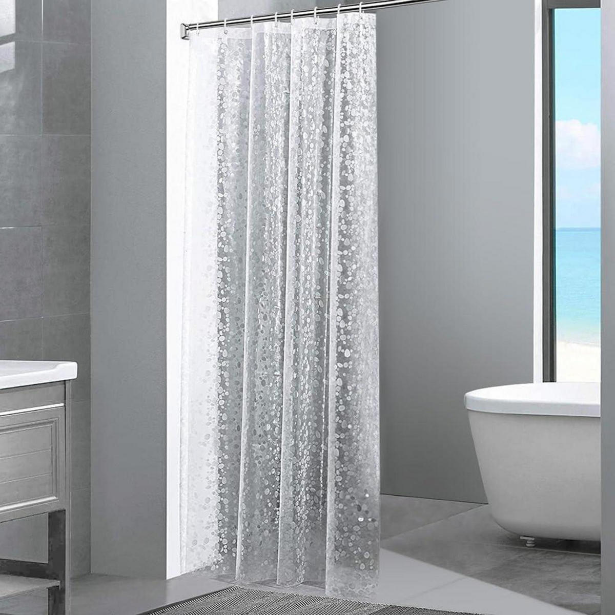DUSCHVORHANG 3D Steinmuster 120 x 200 cm - Transparent, Kunststoff (120/200cm)