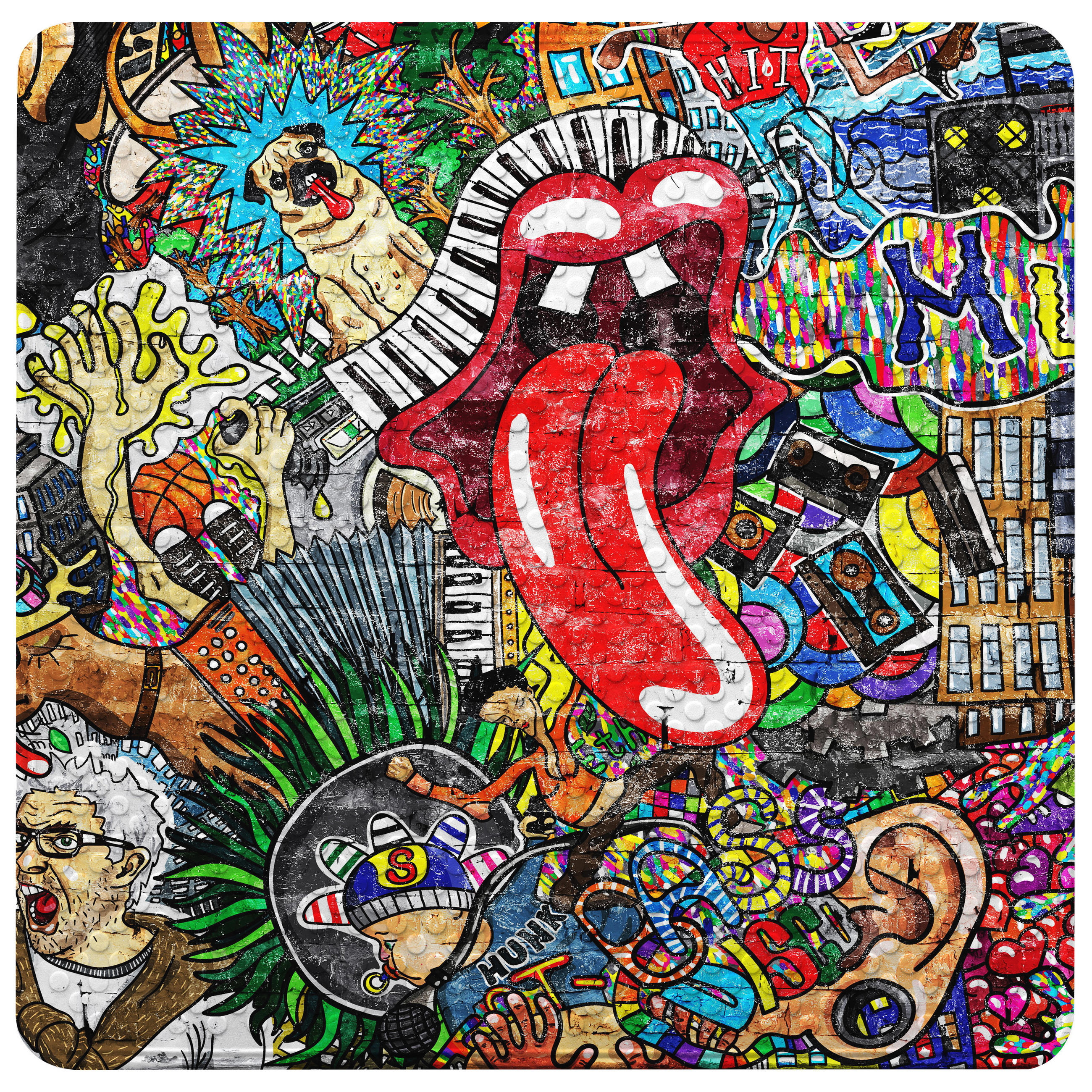 BADEMATTE Graffiti - Rot, Kunststoff (53/53cm) - Sanilo