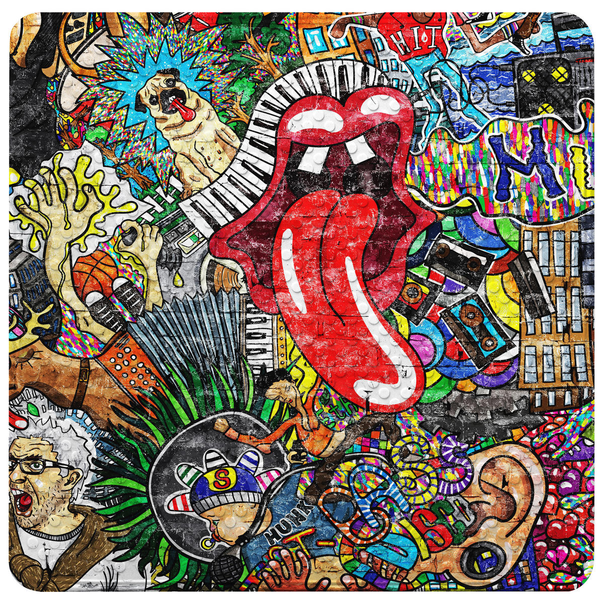 BADEMATTE Graffiti - Rot, Kunststoff (53/53cm) - Sanilo