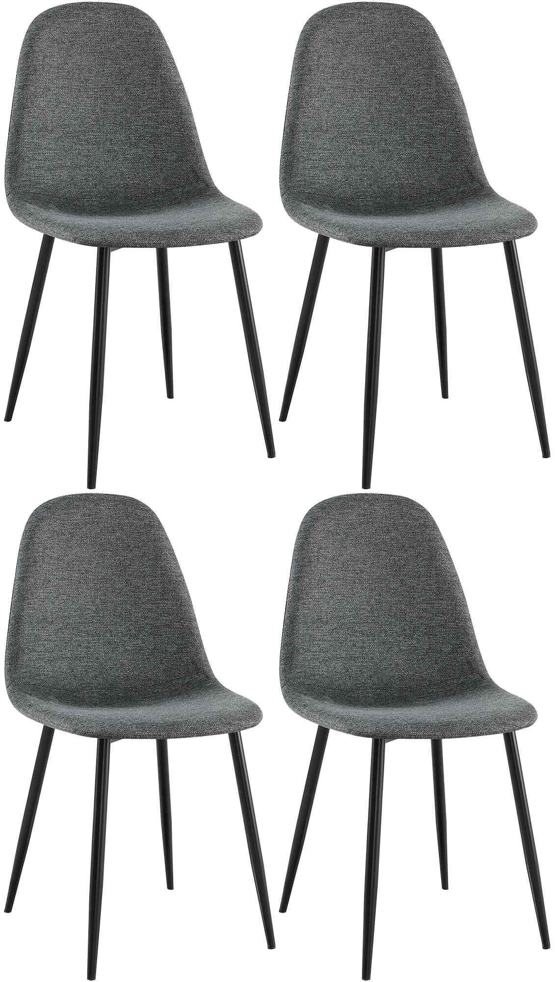 STUHL 4er Set Stoff Grau - Schwarz/Grau, Textil/Metall (44/88/51cm) - CLP
