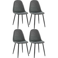 STUHL 4er Set Stoff Grau - Schwarz/Grau, Textil/Metall (44/88/51cm) - CLP