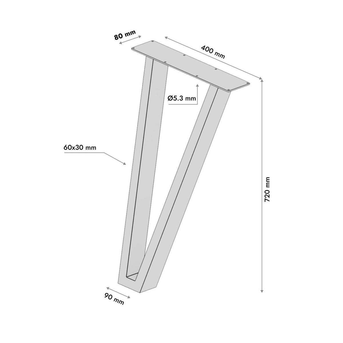 TISCHBEINE Kentucky 4er-Set Schwarz 72cm - Schwarz, Metall (8/72/40cm) - Metalo Pro