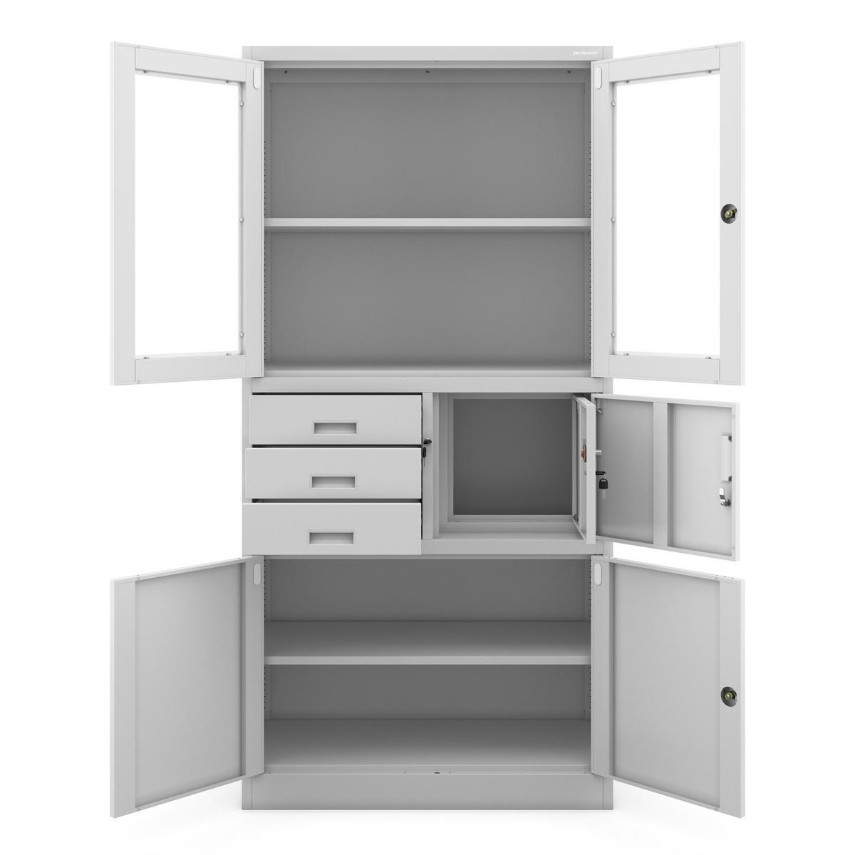 AKTENSCHRANK FILIP - Grau, Metall (90/185/40cm) - Jan Nowak