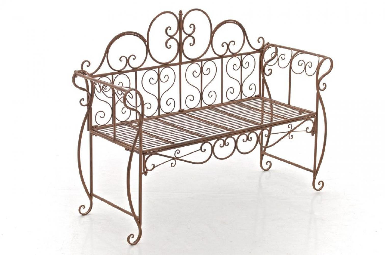 GARTENBANK 128/46 cm Metall Antik Braun - Braun, Metall (128/94/46cm) - CLP