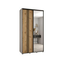 SCHWEBETÜRENSCHRANK 235,2/140/45 2-türig - Schwarz/Eiche Artisan, Holz/Metall (140/235/45cm) - Abiks Möbel