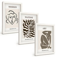 BILDER SET 3er Set - 20x30 cm Weißer Rahmen - Stilvolle Grafiken, Linien, Zeichen - Weiß, Kunststoff (20/30cm) - TULUP