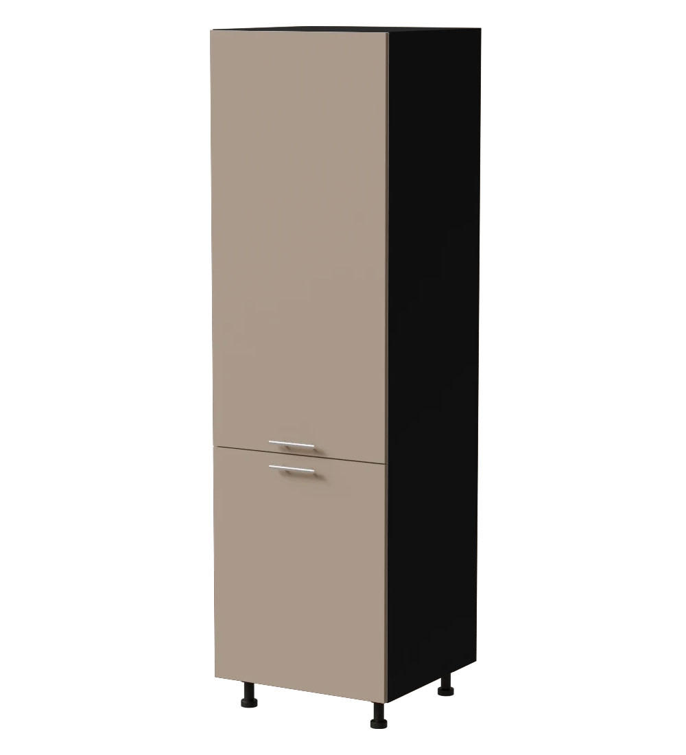 Feldmann-Wohnen Kühlschrankumbauschrank Grau, Schwarz 60x207x59 cm