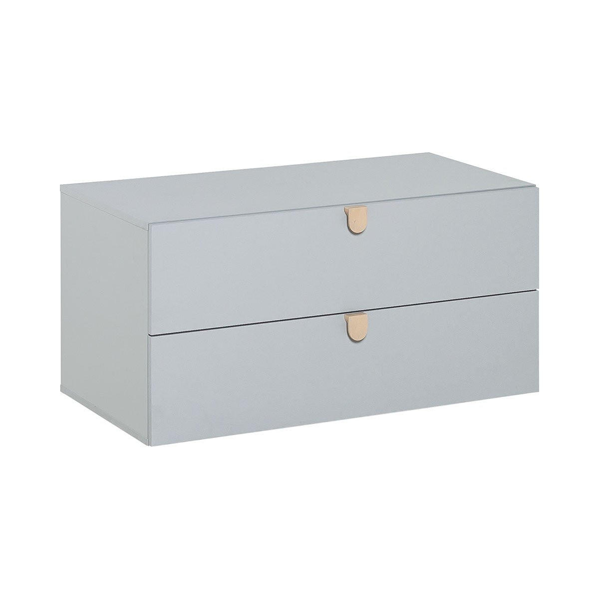 GRAUE Kommode mit 2 Schubladen und Holzgriffen - Stige - Grau, Holzwerkstoff (49/47/94cm) - Calicosy