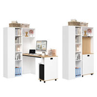 SCHREIBTISCH 2 in 1 Bücherregal und Schreibtisch 160cm MDF - Weiß, Holzwerkstoff (30.5/104.5/160cm) - Gisaae