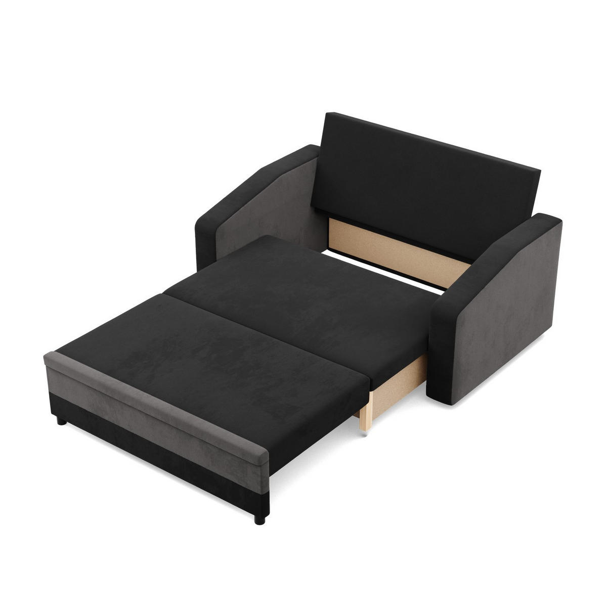 SOFA 2-SITZER MIT SCHLAFFUNKTION ORION, Schwarz + Grau - Schwarz/Grau, Textil (148/90/87cm)