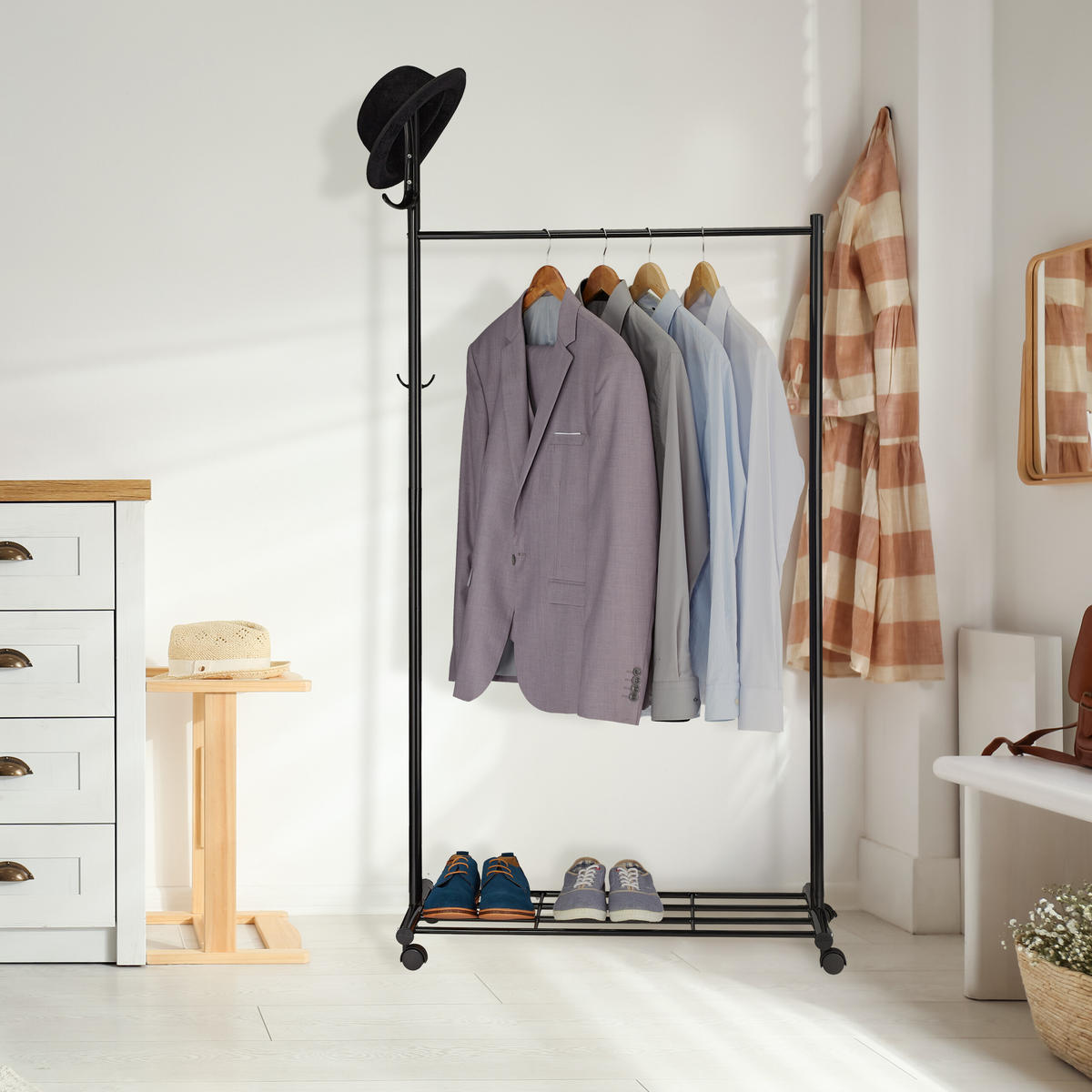 GARDEROBE - Schwarz, Kunststoff/Metall (80/165/44cm) - Relaxdays