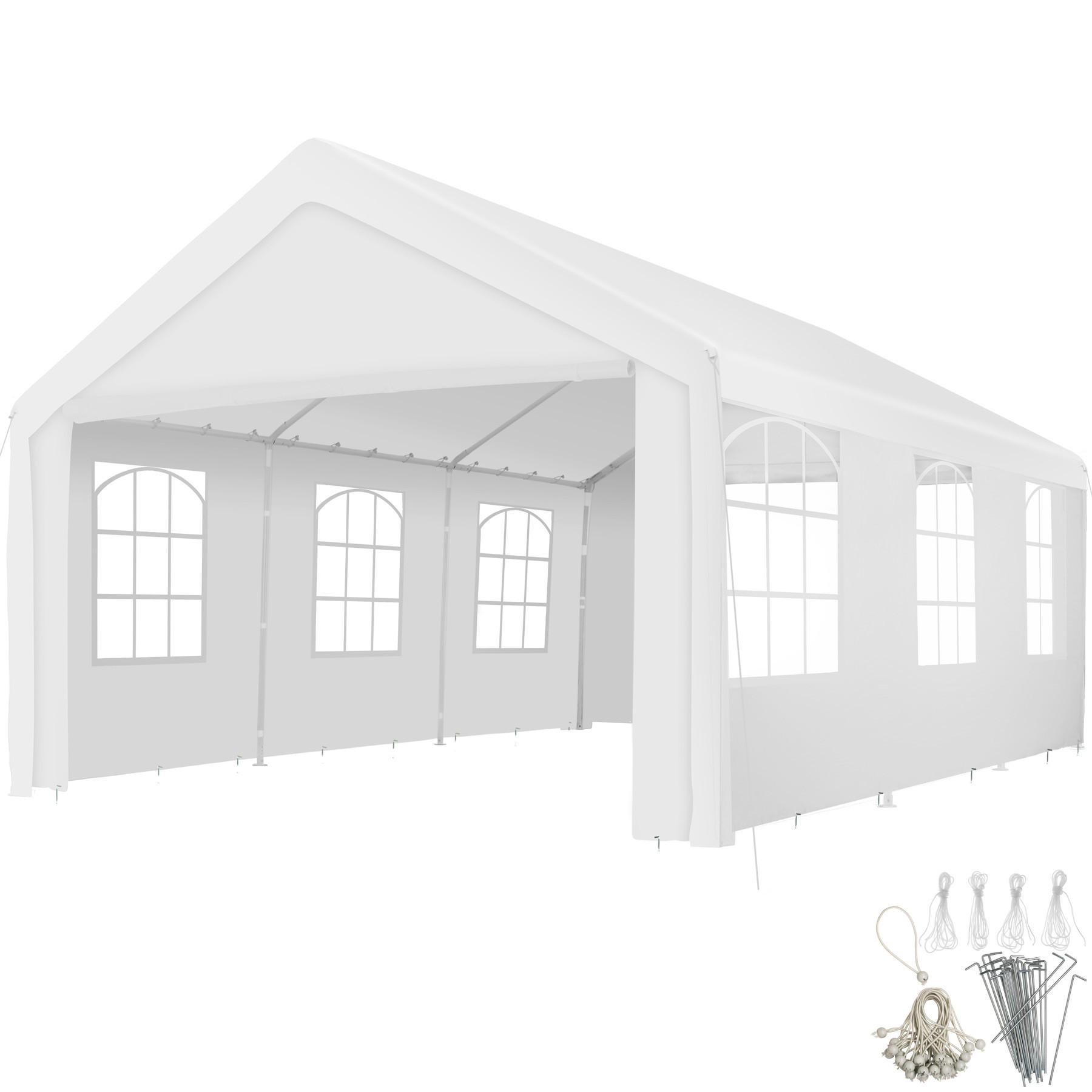 PAVILLON Jasko,inklusive Spannseilen und Heringen,weiß - Weiß, Kunststoff (400/315/600cm) - tectake