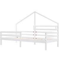 KINDEREINZELBETTEN aus Kiefer 90x200 cm in Weiß mit Ablageregal & Rausfallschutz - Weiß, Holz (90/200cm) - Modfu