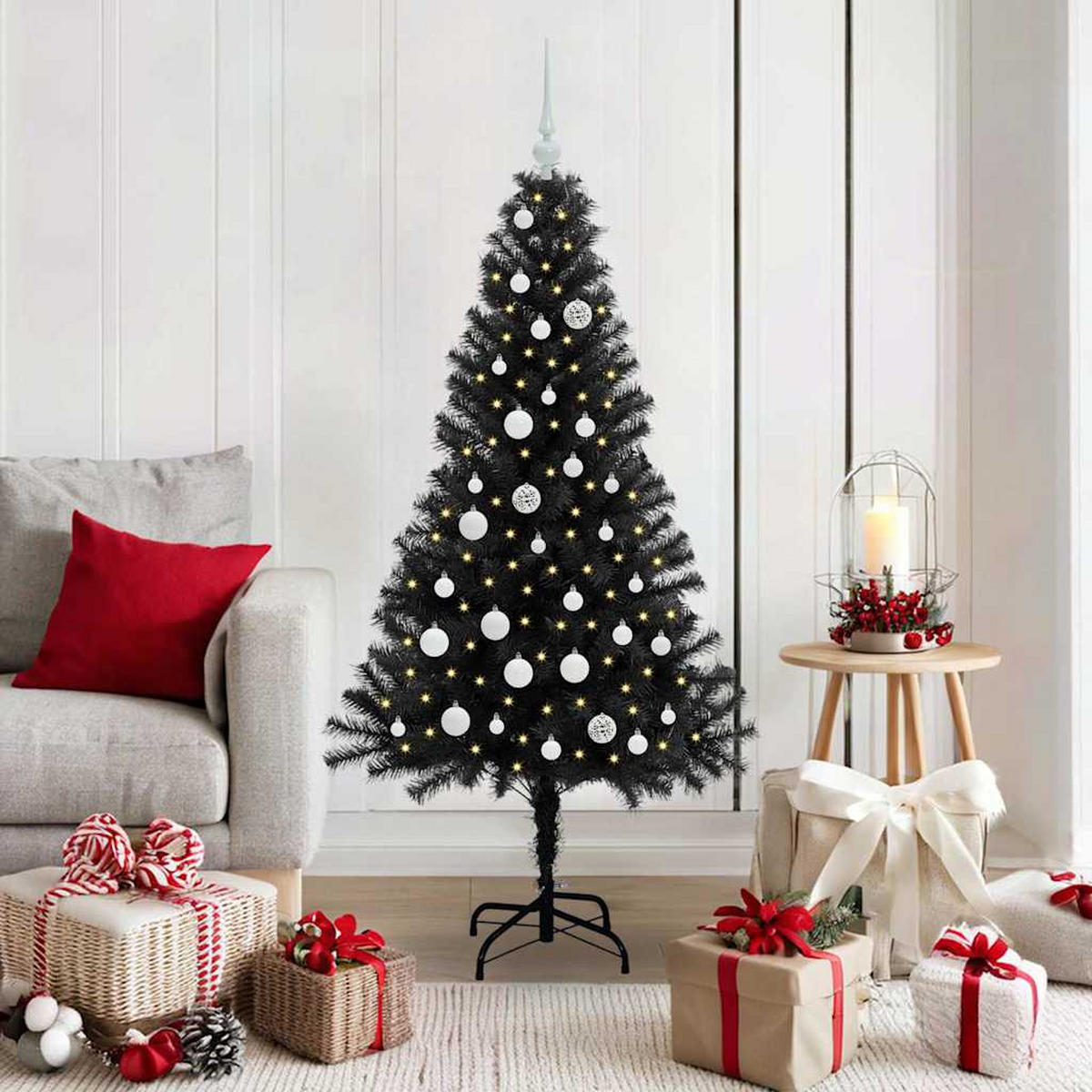 WEIHNACHTSBAUM 75/75/150 cm Schwarz PVC - Schwarz, Kunststoff (150cm) - vidaXL