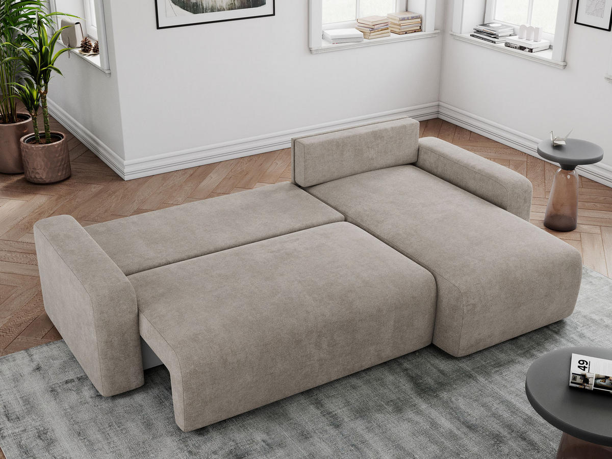 ECKSOFA ARGOS Beige Struktur - Beige/Schwarz, Kunststoff/Textil (245/150cm) - MKS