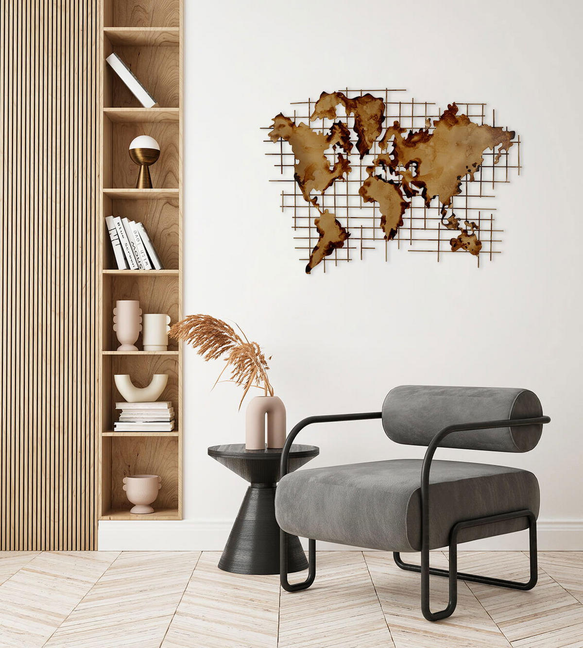 WANDDEKO Gold 100/75 cm - Beige/Goldfarben, Metall (3/75/3cm) - KUNSTLOFT