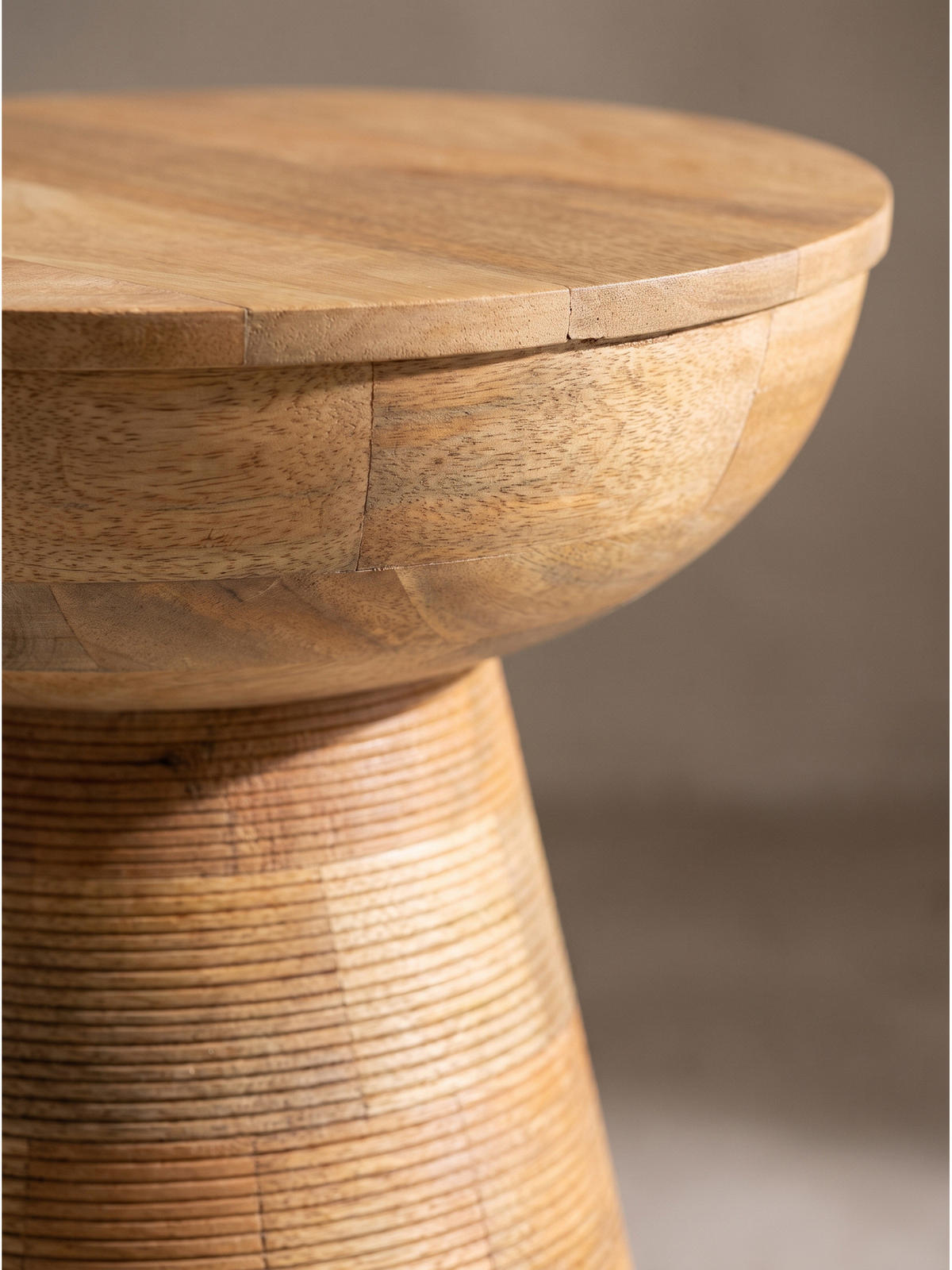 BEISTELLTISCH JELSA, Mango Massivholz, Ø 37 x 45 cm - Hellbraun/Braun, Holz (37/37/45cm) - KADIMA DESIGN