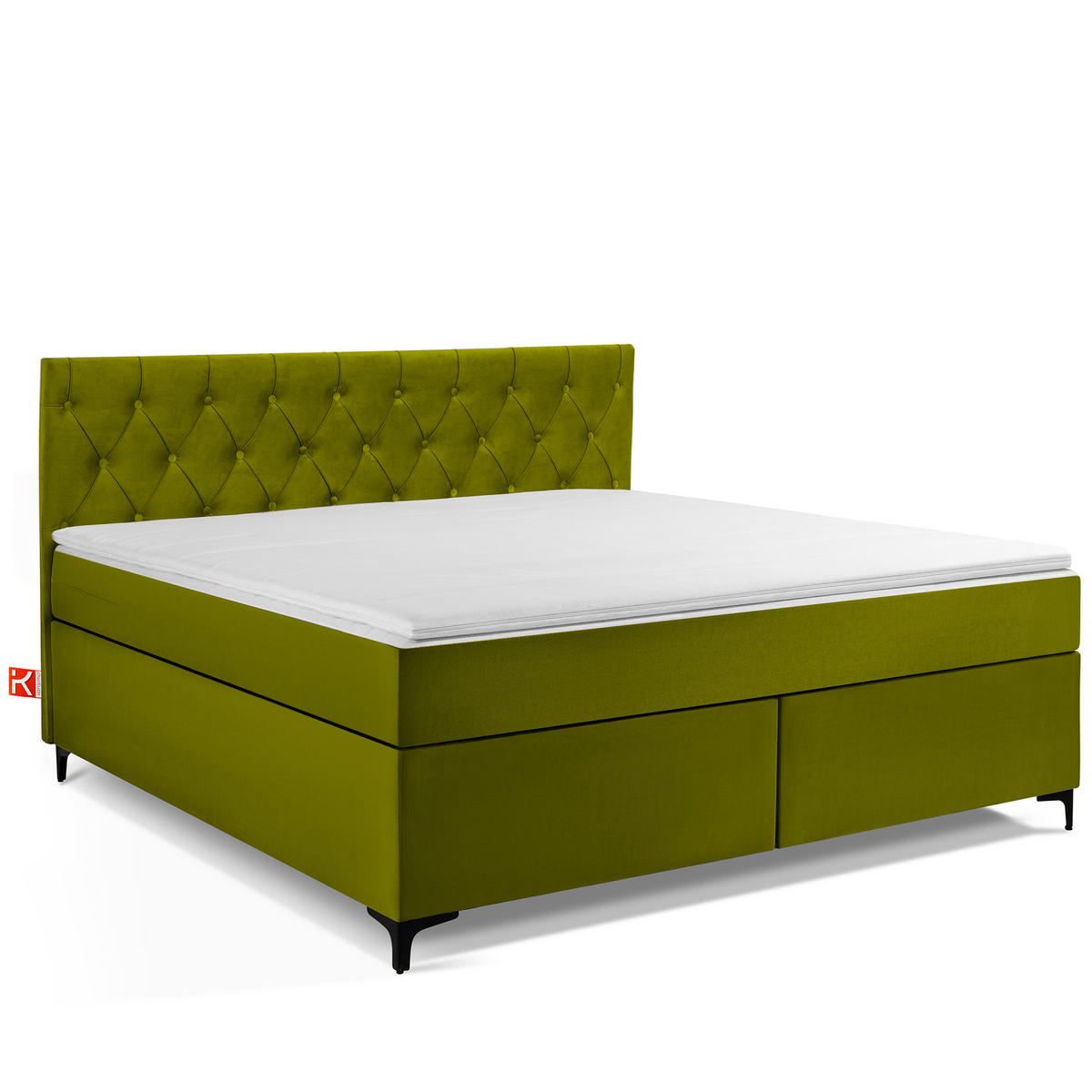 POLSTERBETT ARDEA, Oliv - Schwarz/Olivgrün, Holz/Holzwerkstoff (180/200cm) - KONSIMO®