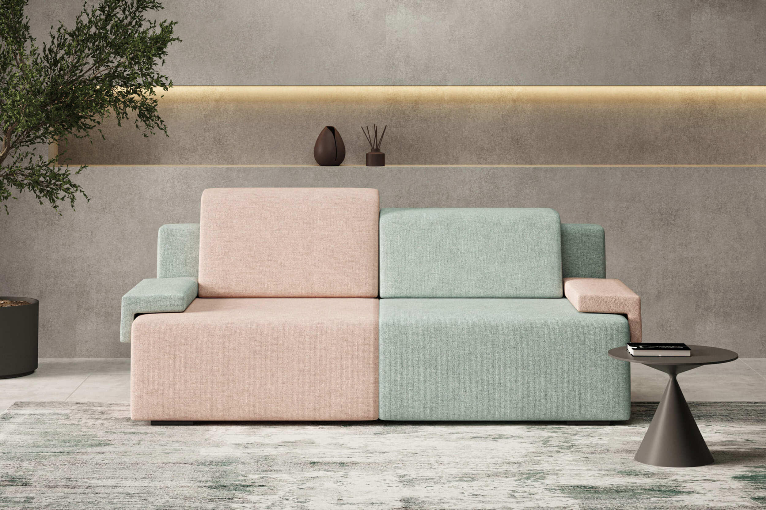 Thumbnail - Möblo Schlafsofa, Rosa, Holzwerkstoff, 3-Sitzer, 200x88x98 cm, Wohnzimmer, Sofas & Couches, Schlafsofas