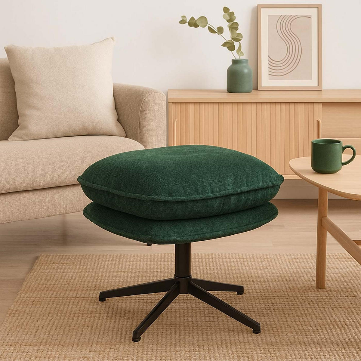 STOLEK S POLSTROVÁNÍM Zelený - zelená barva, textil (52/46/46cm) - MCW