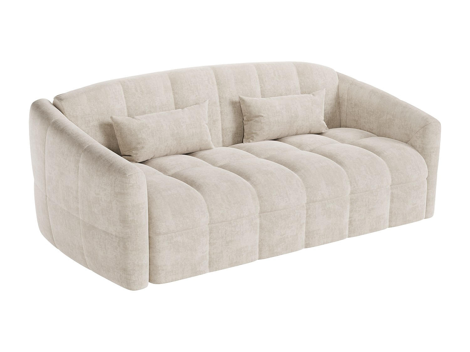 SOFA 3-Sitzer mit Schlaffunktion - Samt - Beige - Liegefläche 140 cm + Matratze 13 cm mit Memory-Schaum - RETUNA - Beige, Textil (200/90/208cm) - Vente-Unique