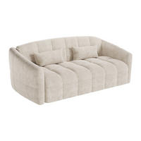 SOFA 3-Sitzer mit Schlaffunktion - Samt - Beige - Liegefläche 140 cm + Matratze 13 cm mit Memory-Schaum - RETUNA - Beige, Textil (200/90/208cm) - Vente-Unique