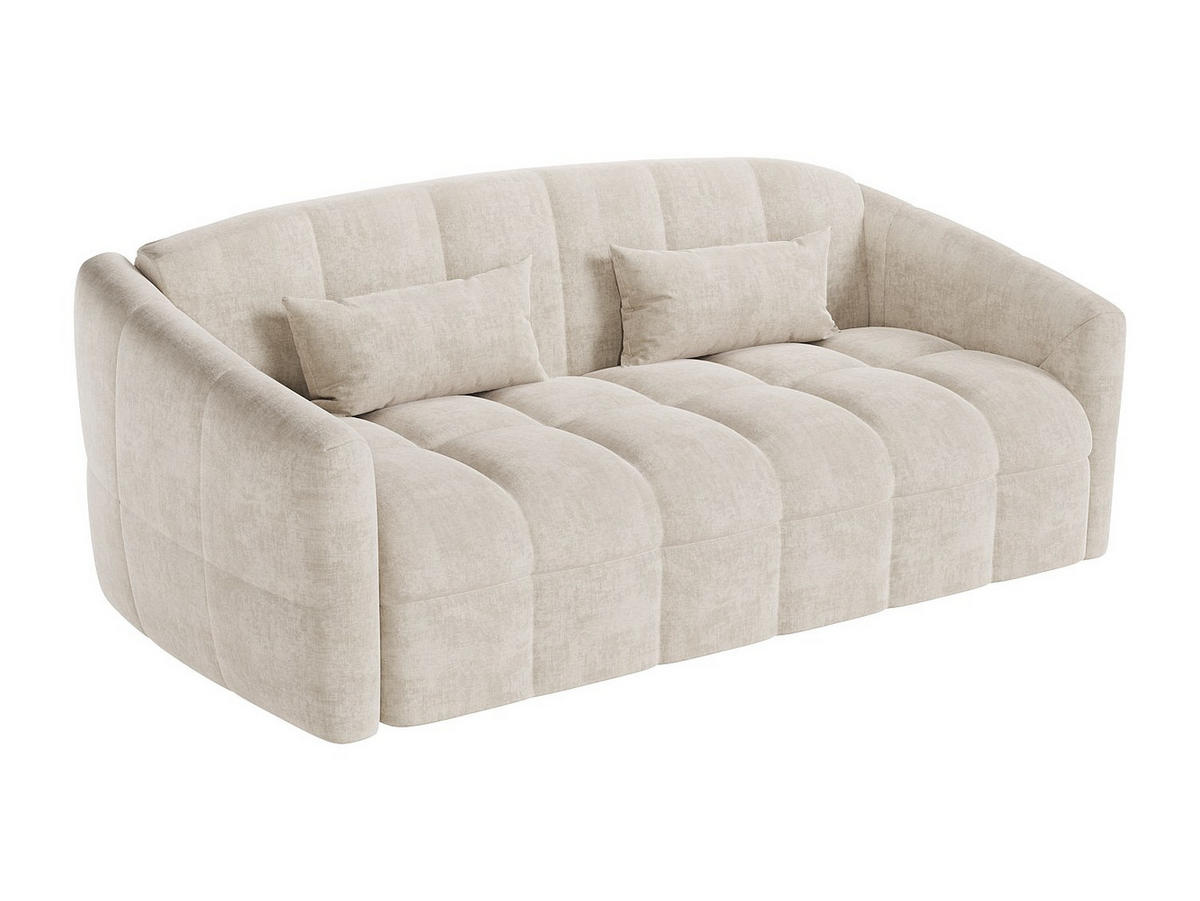 SOFA 3-Sitzer mit Schlaffunktion - Samt - Beige - Liegefläche 140 cm + Matratze 13 cm mit Memory-Schaum - RETUNA - Beige, Textil (200/90/208cm) - Vente-Unique