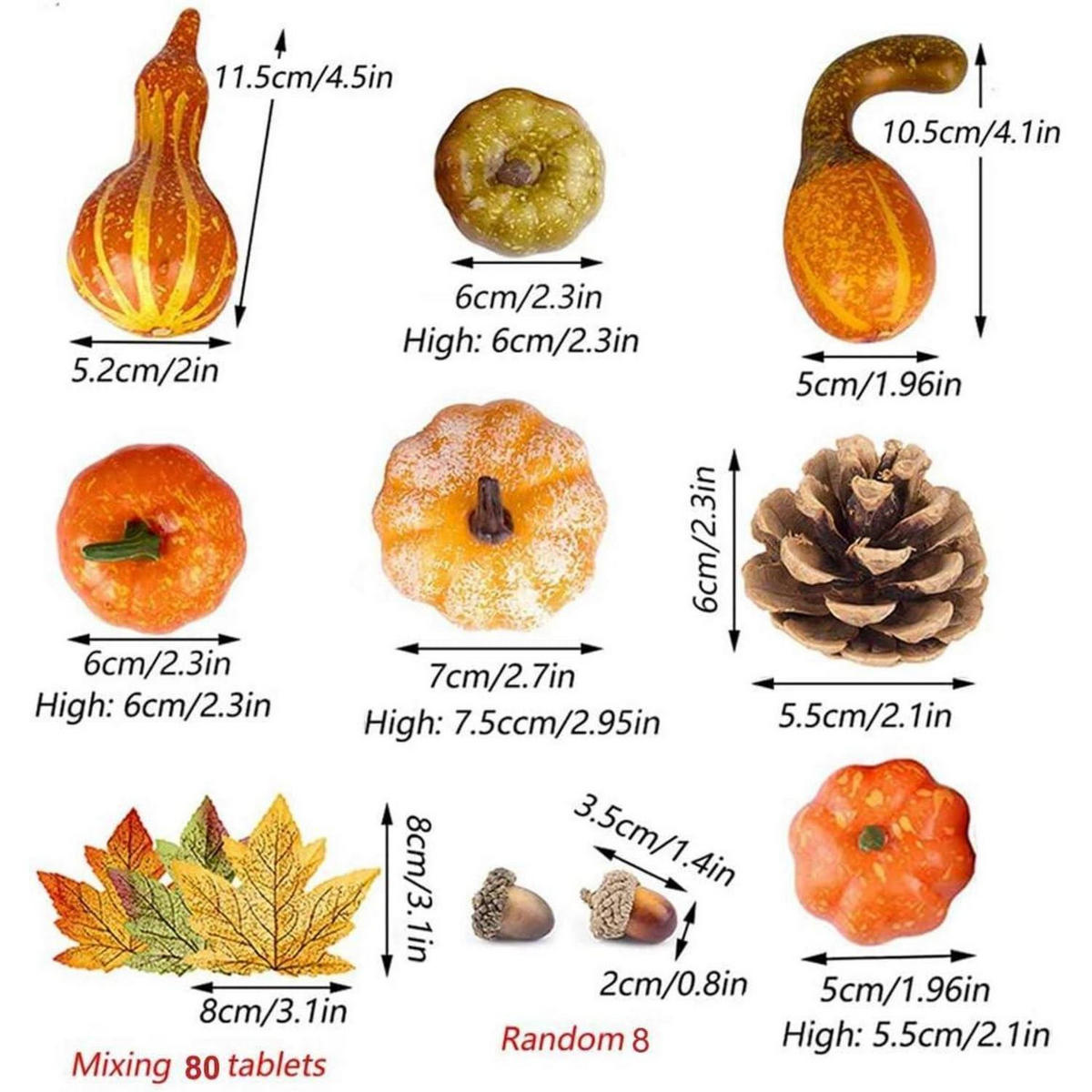 DEKO-SET Herbst 100-teiliges Set - Multicolor, Kunststoff (7.5cm)