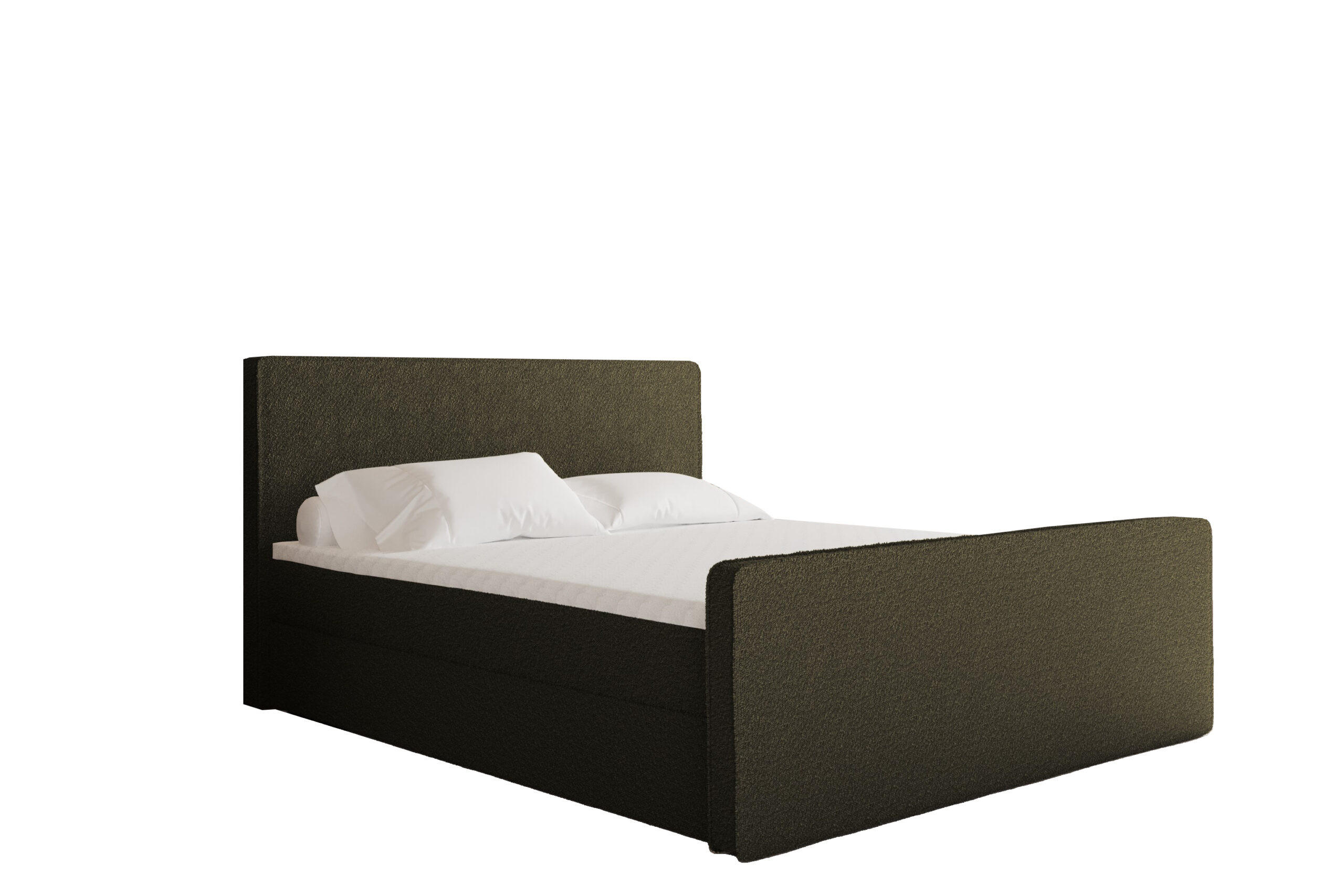 BOXBETT mit Bettkasten Matratze Topper LAGUNE Stoff Loop Grün 160x200 cm H2-Pocket - Grün, Holz/Holzwerkstoff (160/200cm) - Kaiser Möbel
