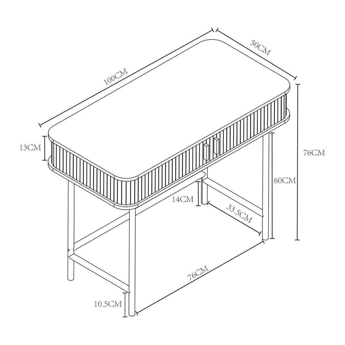 KONSOLOVÝ STŮL Tvedestrand - přírodní/černá, kov/kompozitní dřevo (50/100/76cm) - [en.casa]