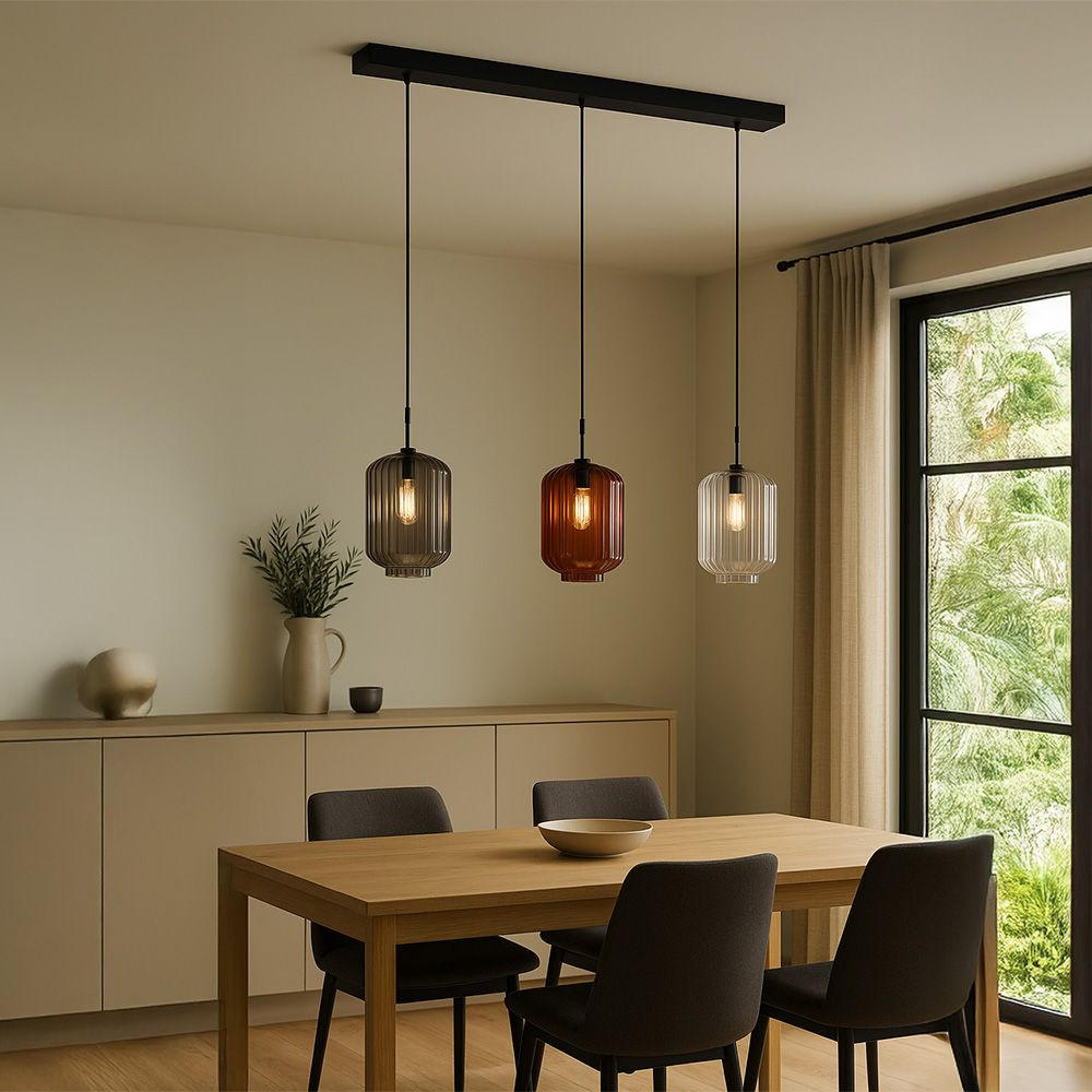 HÄNGELEUCHTE Velo 3-flammig Rauch Ø 25cm - Anthrazit/Schwarz, Glas (25/25/27cm) - s.luce