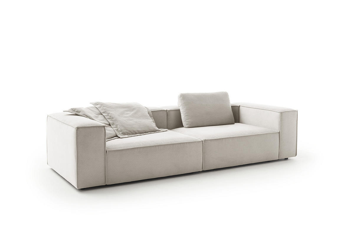 SOFA CARMO Silber Cord - Silberfarben/Schwarz, Kunststoff/Textil (306/68/118cm) - KAWOLA