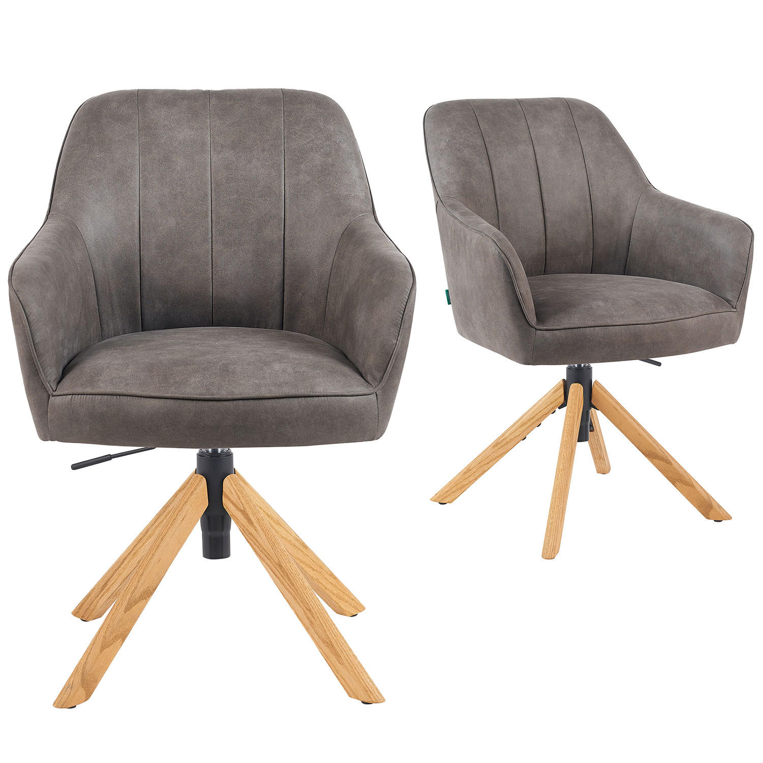 BÜROSTUHL Mika-Jaro - Honigeiche/Taupe, Eichenholz/Holz (60/88/65cm) - DUBI Möbel