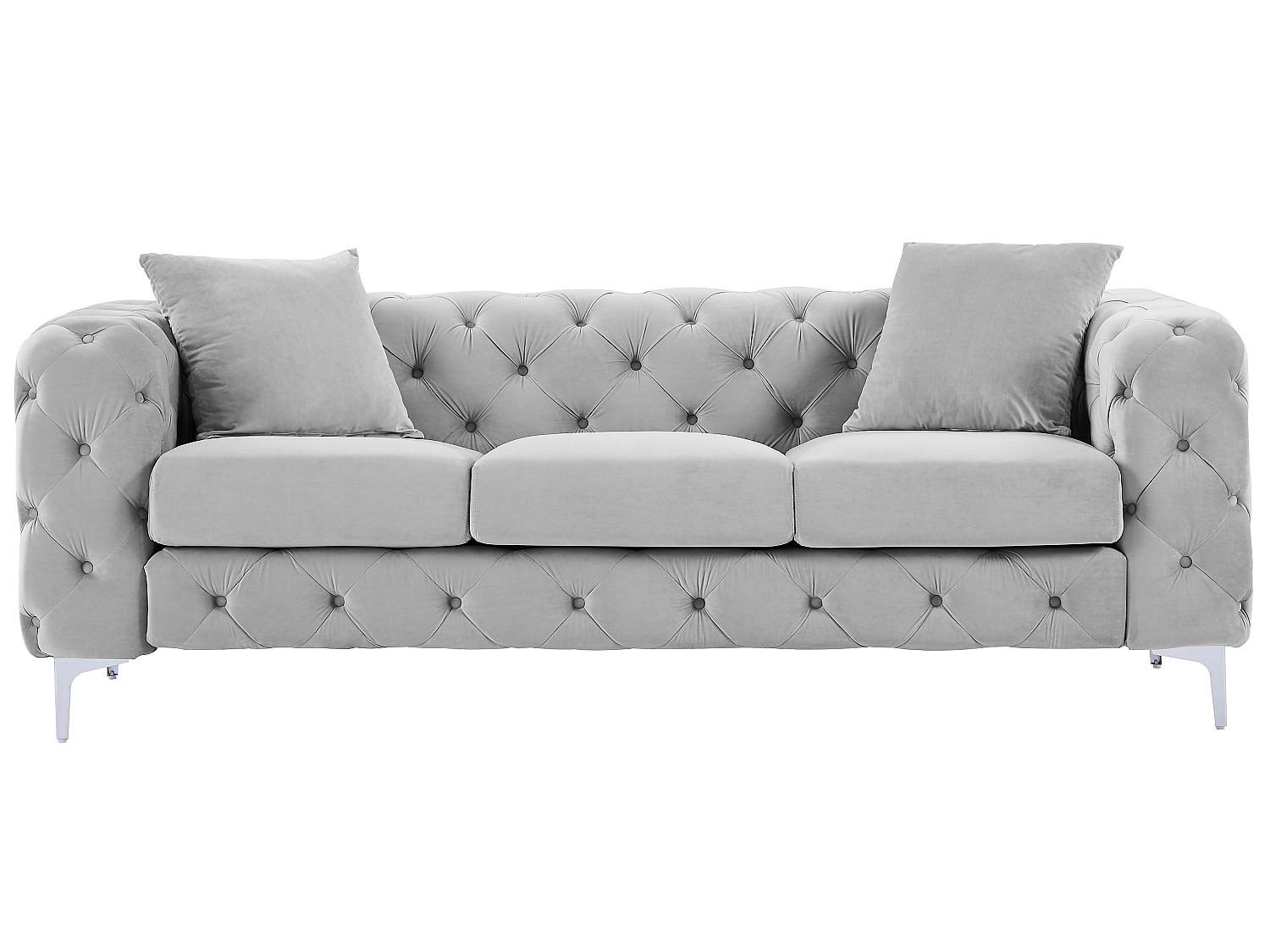 SOFA ohne Schlafmöglichkeit - 3 Personen - Samt, Stoff - Hellgrau - - Hellgrau, Textil (220/76/91cm) - Vente-Unique