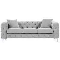 SOFA ohne Schlafmöglichkeit - 3 Personen - Samt, Stoff - Hellgrau - - Hellgrau, Textil (220/76/91cm) - Vente-Unique