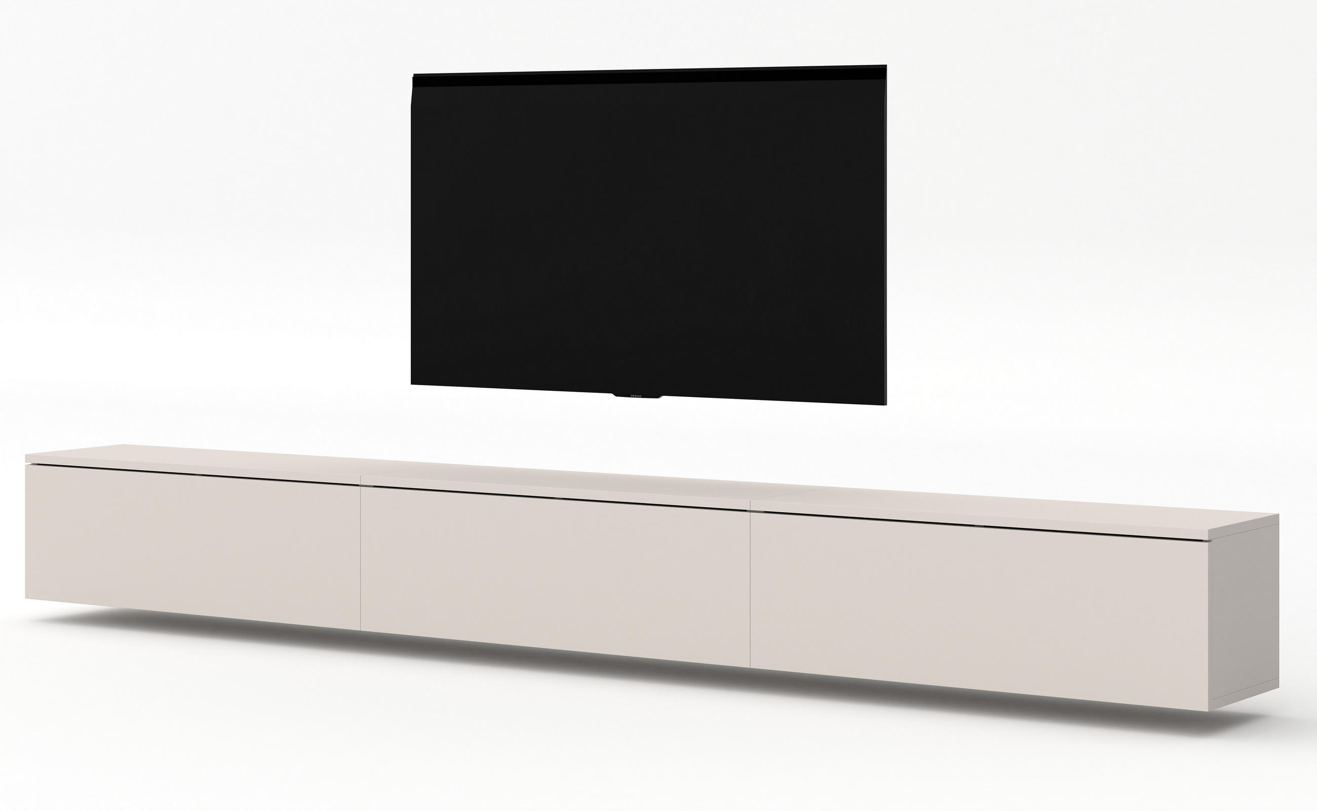 LOWBOARD Loriano 3x100 Beige Kaschmir 300/34/32 cm – Hängendes TV Board - Beige, Holzwerkstoff/Kunststoff (300/34/32cm) - AX Living