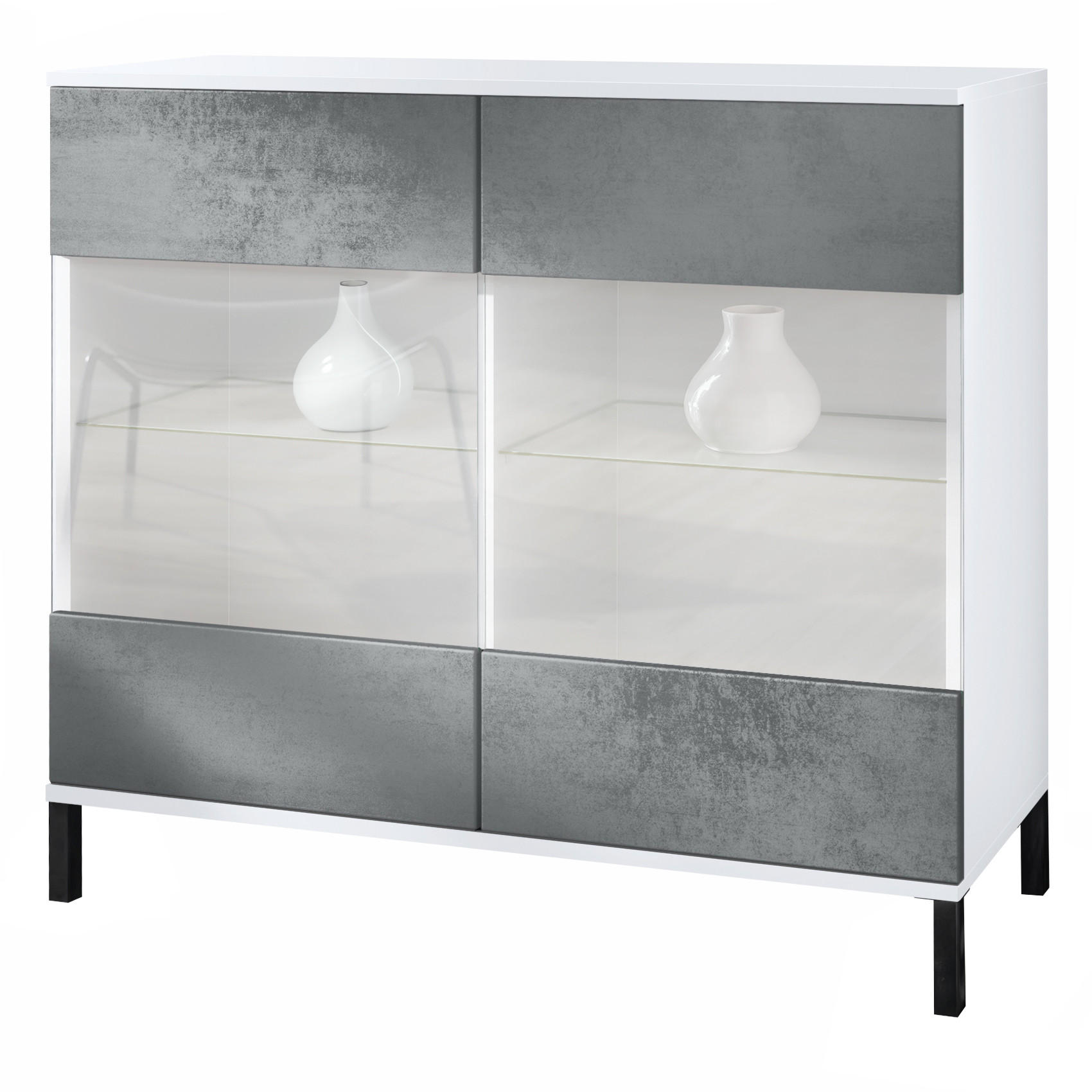 KOMMODE Bari Beton Dunkel Optik - Dunkelgrau, Holzwerkstoff (92.5/83.5/35cm) - Vladon
