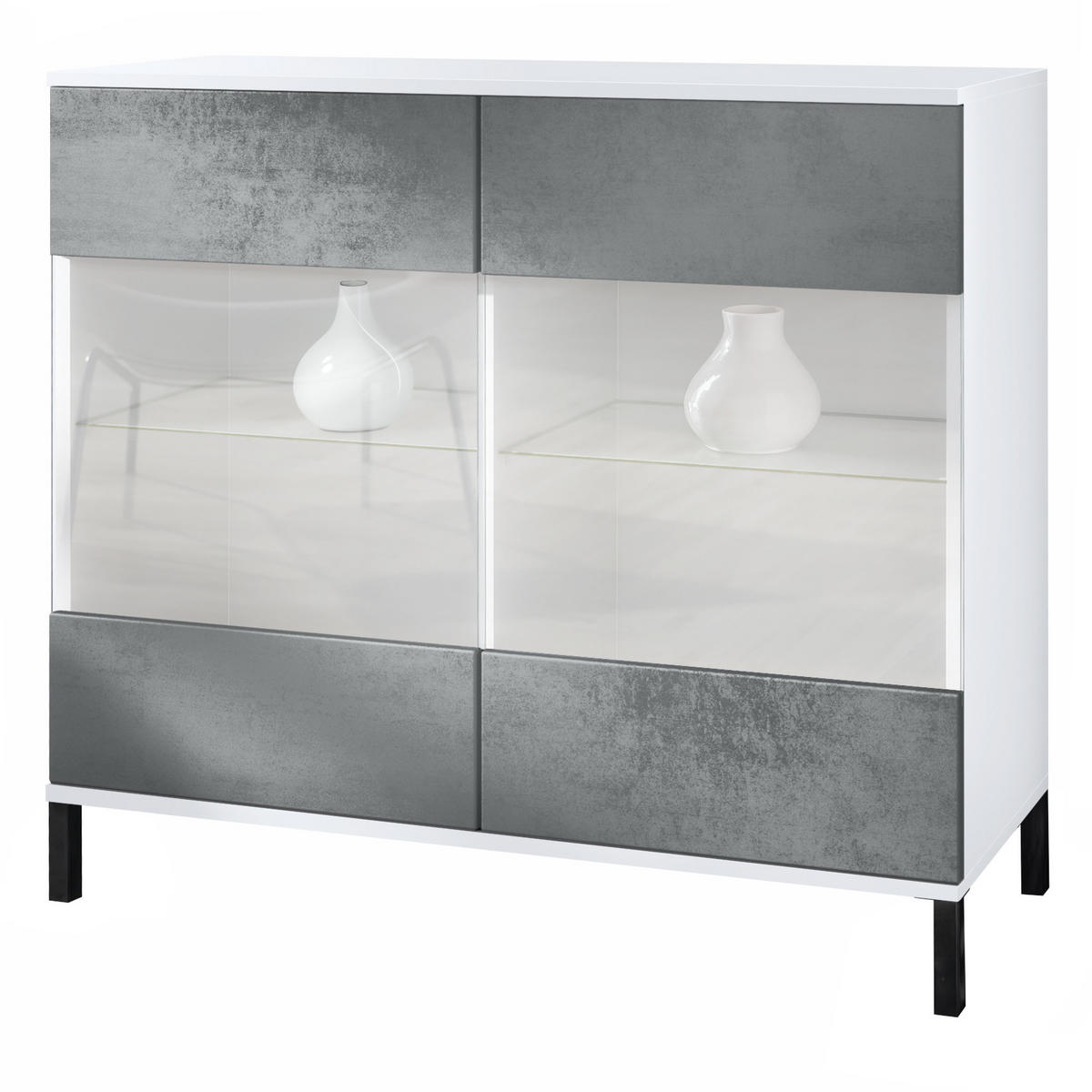 KOMMODE Bari Beton Dunkel Optik - Dunkelgrau, Holzwerkstoff (92.5/83.5/35cm) - Vladon