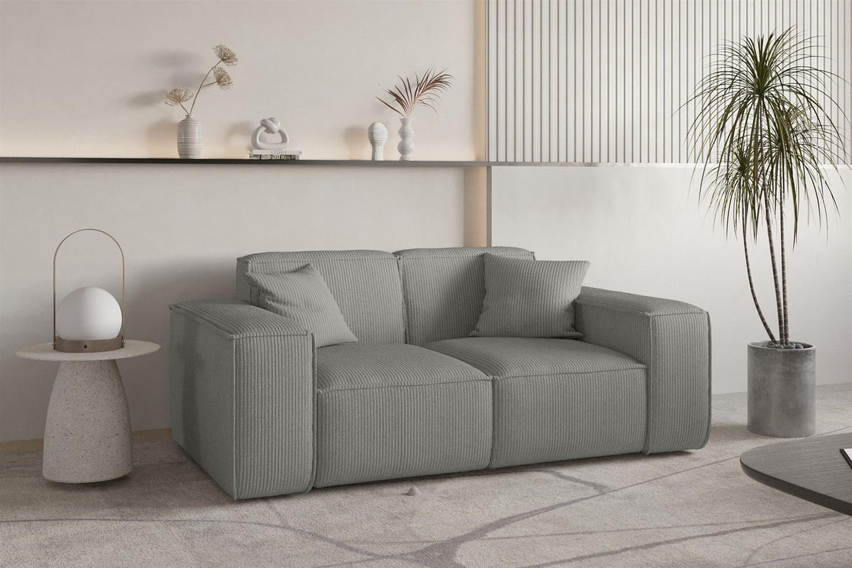 SOFA Celes Premium 2-sitzer Stoff Scala - Grau, Holzwerkstoff/Textil (186/73/88cm) - Fun Möbel