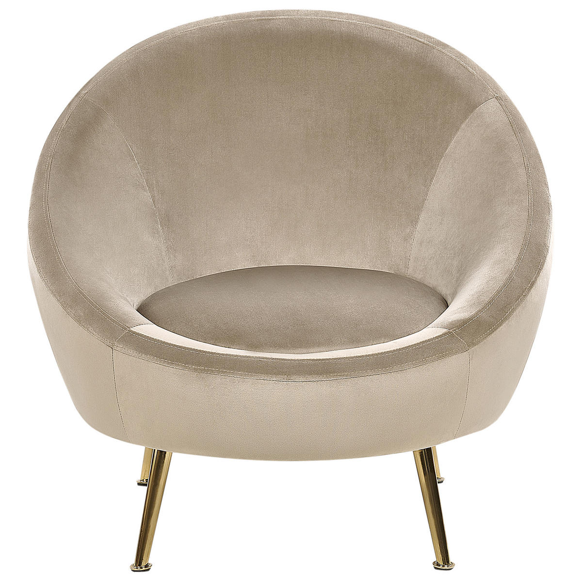 SESSEL Samtstoff taupe Langa - Beige/Goldfarben, Textil (80/81/76cm) - Beliani