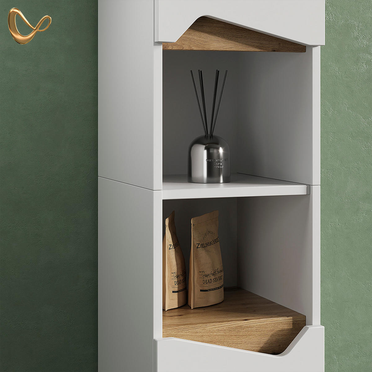 BADMÖBEL-KOMBINATION Timavo Weiß 5 Teile - Weiß/Eiche Artisan, Holzwerkstoff (60/57/35cm) - Livinity®