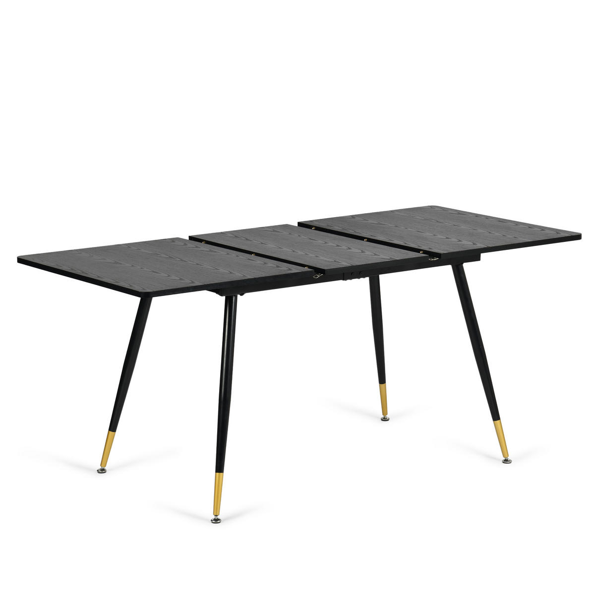 ESSTISCH im Industriestil Schwarzer ausziehbarer 120-160 - Goldfarben/Schwarz, Holz/Metall (80/120/75cm) - Urban Meuble