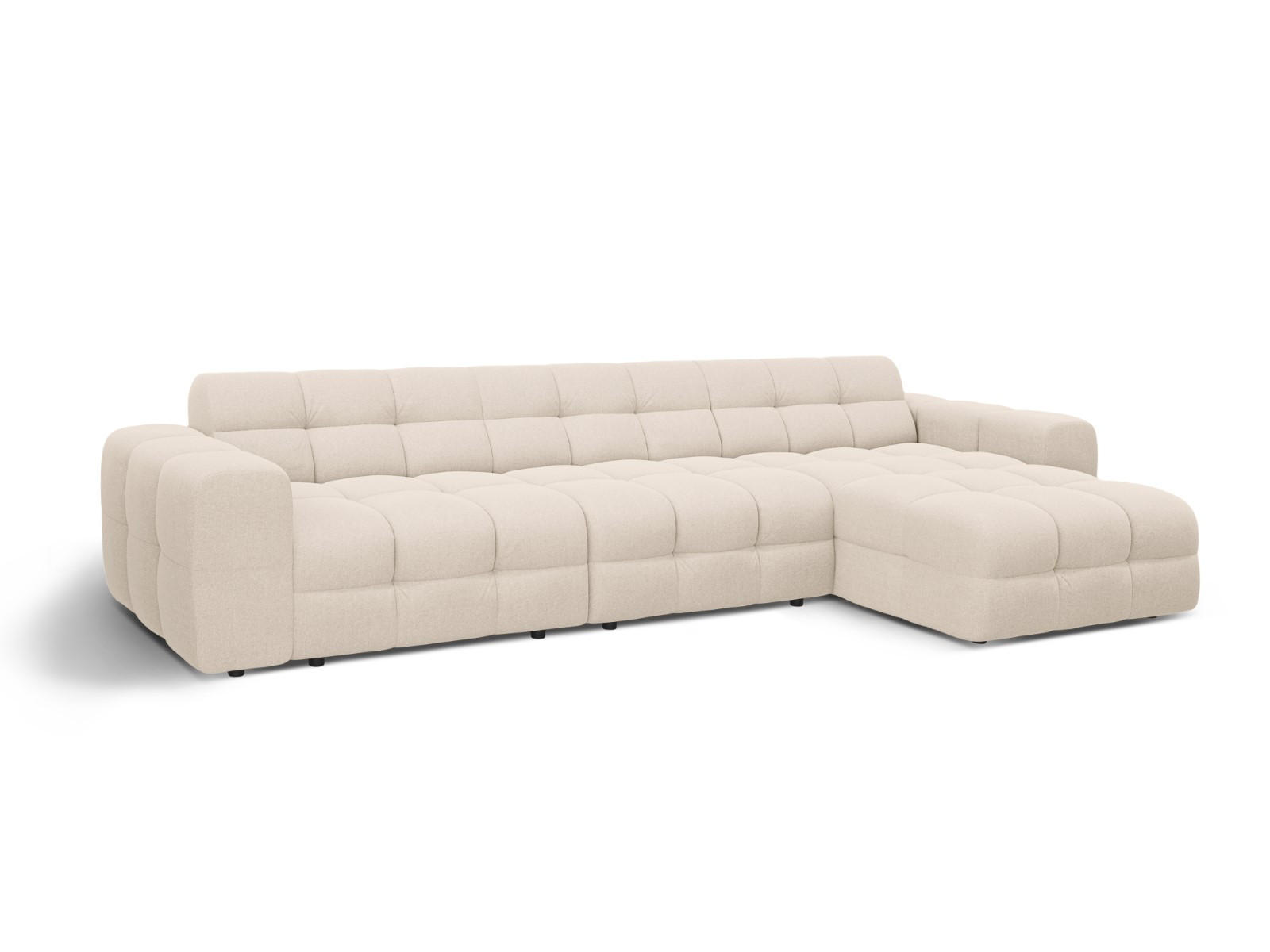ECKSOFA rechts Kendal aus strukturiertem Stoff beige 5 Sitzplätze - Beige, Textil (173/357cm) - Micadoni