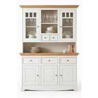 BUFFETSCHRANK Belluno Elegante Kiefer weiß (RAL9010) lackiert / Kiefer gebeizt, Eichefarben 130 / 45 / 190cm - Eichefarben/Weiß, Holz/Metall (130/190/45cm) - Feldmann-Wohnen