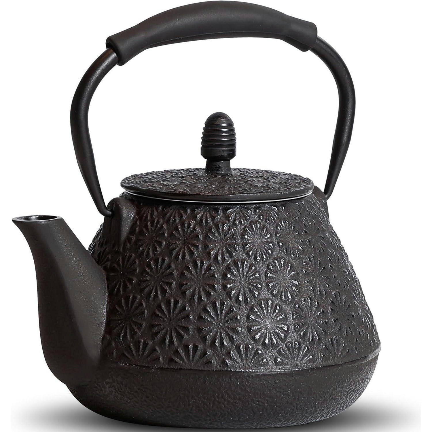 TEEKANNE Gusseisen 950ml Japanisches Kirschblütenmuster Herdtauglich Schwarz - Schwarz, Metall (17/8cm)