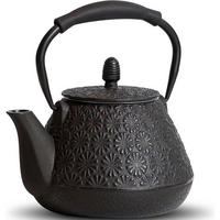 TEEKANNE Gusseisen 950ml Japanisches Kirschblütenmuster Herdtauglich Schwarz - Schwarz, Metall (17/8cm)