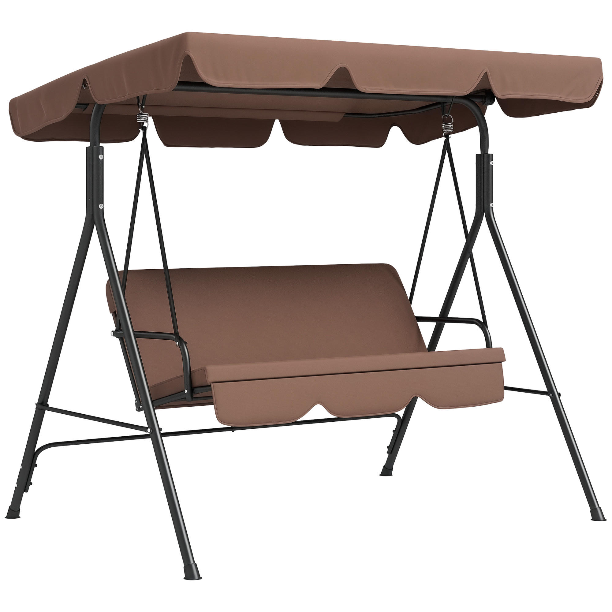 HOLLYWOODSCHAUKEL DE-07028 3-Sitzer, verstellbares Dach, wetterbeständig Braun - Braun, Metall (172/153/110cm) - ComfortXL